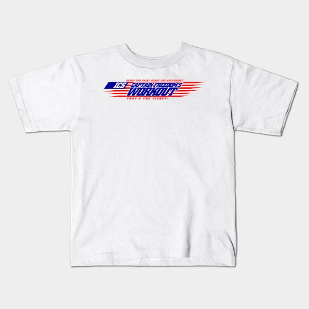 Captain Freedom's Workout Kids T-Shirt by boltfromtheblue